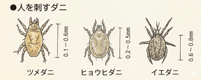 家庭のダニの種類